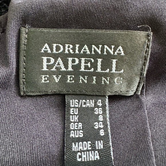 Adrianna Papell Evening Lace Cocktail Dress Navy Exposed Full Back Zip Size 4 - Picture 13 of 16